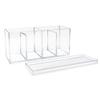 Isaac Jacobs 2-Pack 4-Compartment Clear Acrylic Organizers with Lid (9 L x 3 W x 4 H), Makeup Brush Holder, Sectional Tray, Storage Solution for Makeup, Crafts, Office Supplies & More (2, Clear) view 2