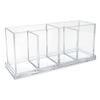 Isaac Jacobs 2-Pack 4-Compartment Clear Acrylic Organizers with Lid (9 L x 3 W x 4 H), Makeup Brush Holder, Sectional Tray, Storage Solution for Makeup, Crafts, Office Supplies & More (2, Clear) view 3