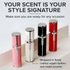 Travalo Milano Perfume Atomizer Bundle - Leak-Proof and TSA Approved for Air Travel - Reusable, Easy Fill Mini Pump Sprayer - Vegan Leather w/Polished Metal - White, Aqua, Perfect Pink - 3 Pack view 2