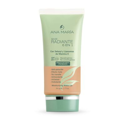 Base Radiante 6 en 1 Hipoalergenica Maquillaje Ana Maria Cosmeticos Colombia | Radiant Foundation 6 Benefits in 1 hypoallergenic 1.77oz-50gr (Medio Oscuro | Medium Dark)