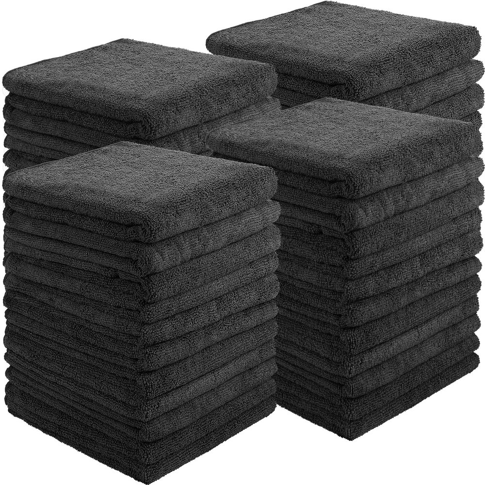 Panelee 36 Packs of Bleach Proof Towels Microfiber Absorbent Salon Towels Bleach Resistant Salon Hand Towels for Gym, Bath, Spa, Shaving, Shampoo, Home Hair Drying, 16 x 28 Inches (Black)