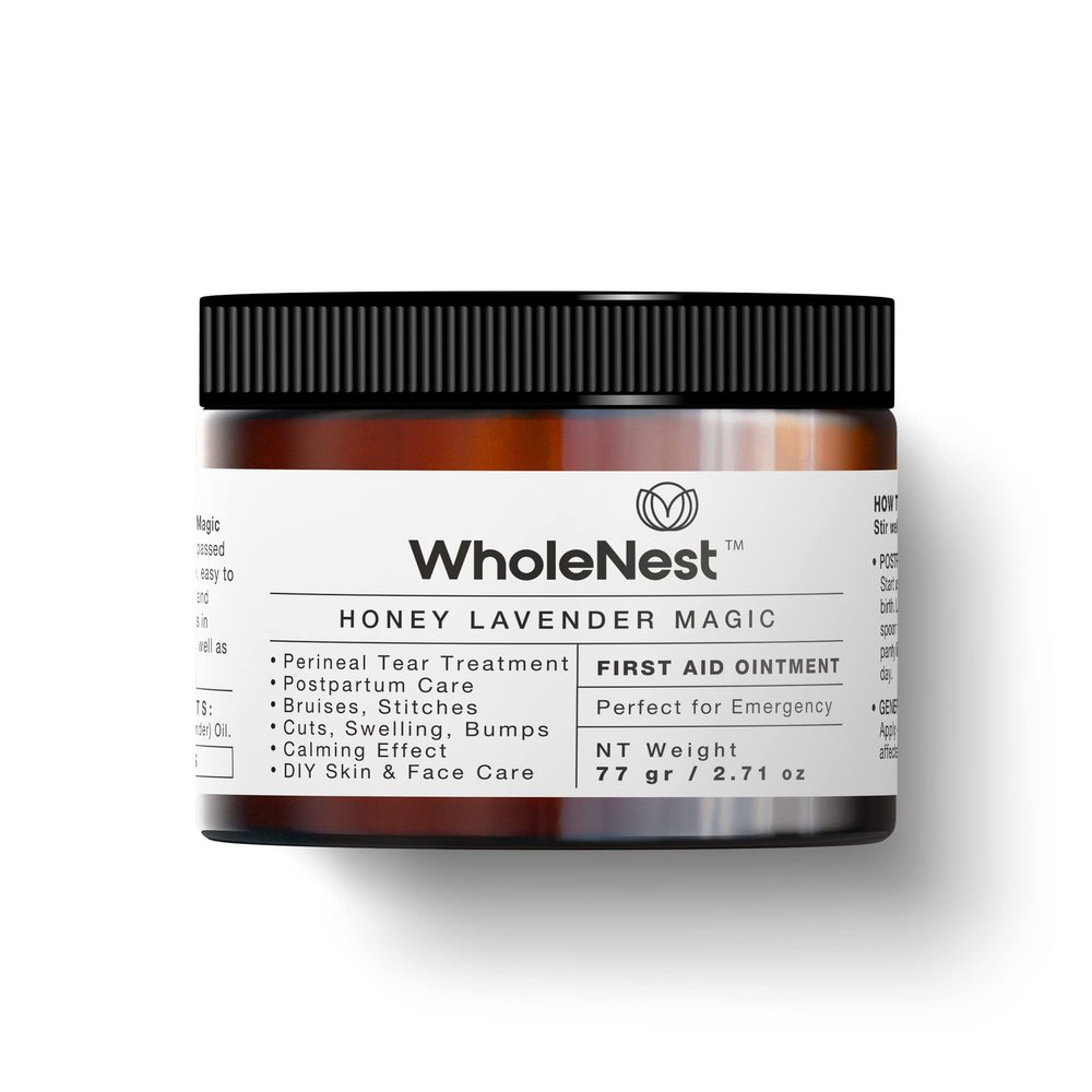 WholeNest Honey Lavender Perineal Balm | Multi-Purpose Natural Healing Balm | Ideal for Postpartum, Kitchen Burns, Ingrown Toenails & After-Birth Recovery | Gentle Botanical Family Care  2.71 oz