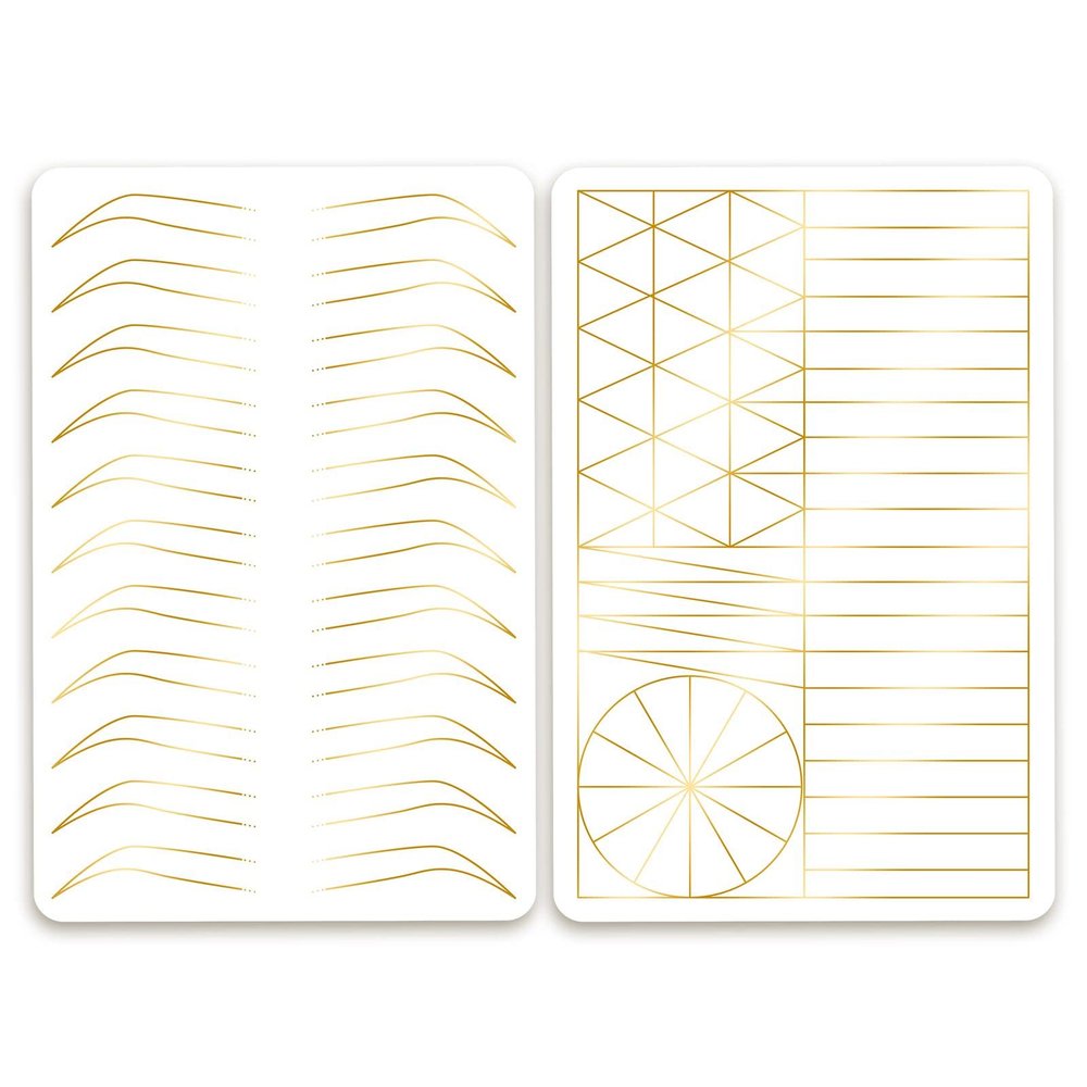 3 pcs Thicken Two sides Microblading Practice Silicon Skin Perfect for Permanent Makeup and Microblading Nano brows ombre brow practice (White Skin +Golden Printing)