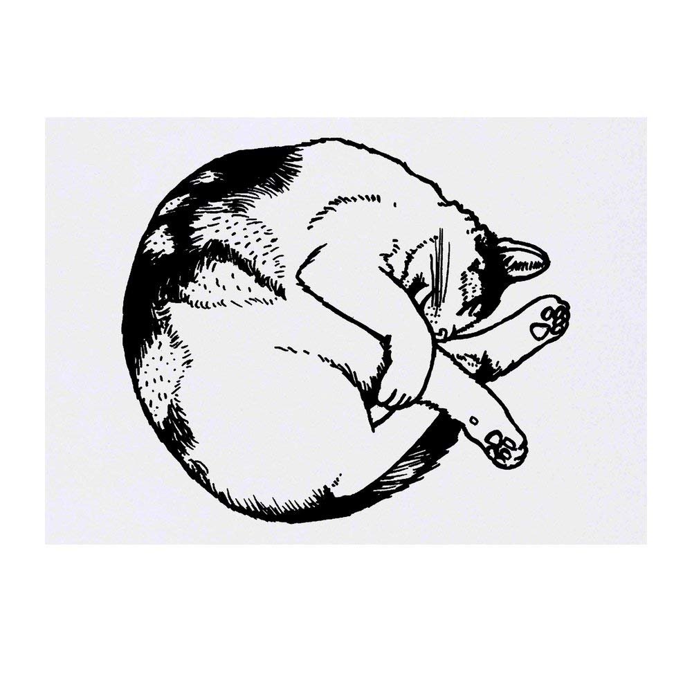 Azeeda 'Sleeping Cat' Temporary Tattoo - Water Resistant, Skin-Safe, Non-Toxic Transfer (TO00022755)