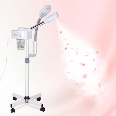 Saicool 2 in 1 Facial Steamer 5X Magnifying Lamp - Hot Ozone Spa Machine, Mist Face Salon Beauty Skin Care Equipment