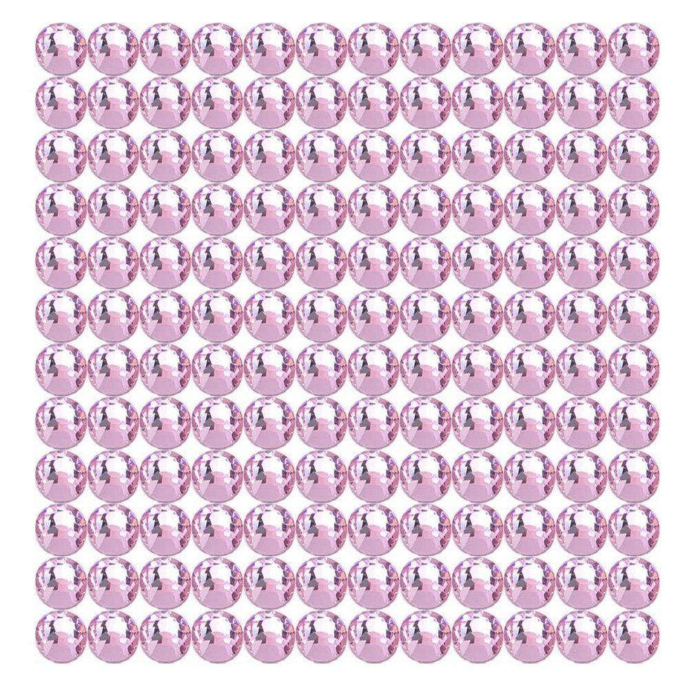 Onwon 288 Pcs Crystal Flat Back Brilliant Round Rhinestones Glass Stones Glitter Gems Faux Diamond for Craft,Nail Art,Shoes,DIY Decorations (SS34 / 7mm, Pink)