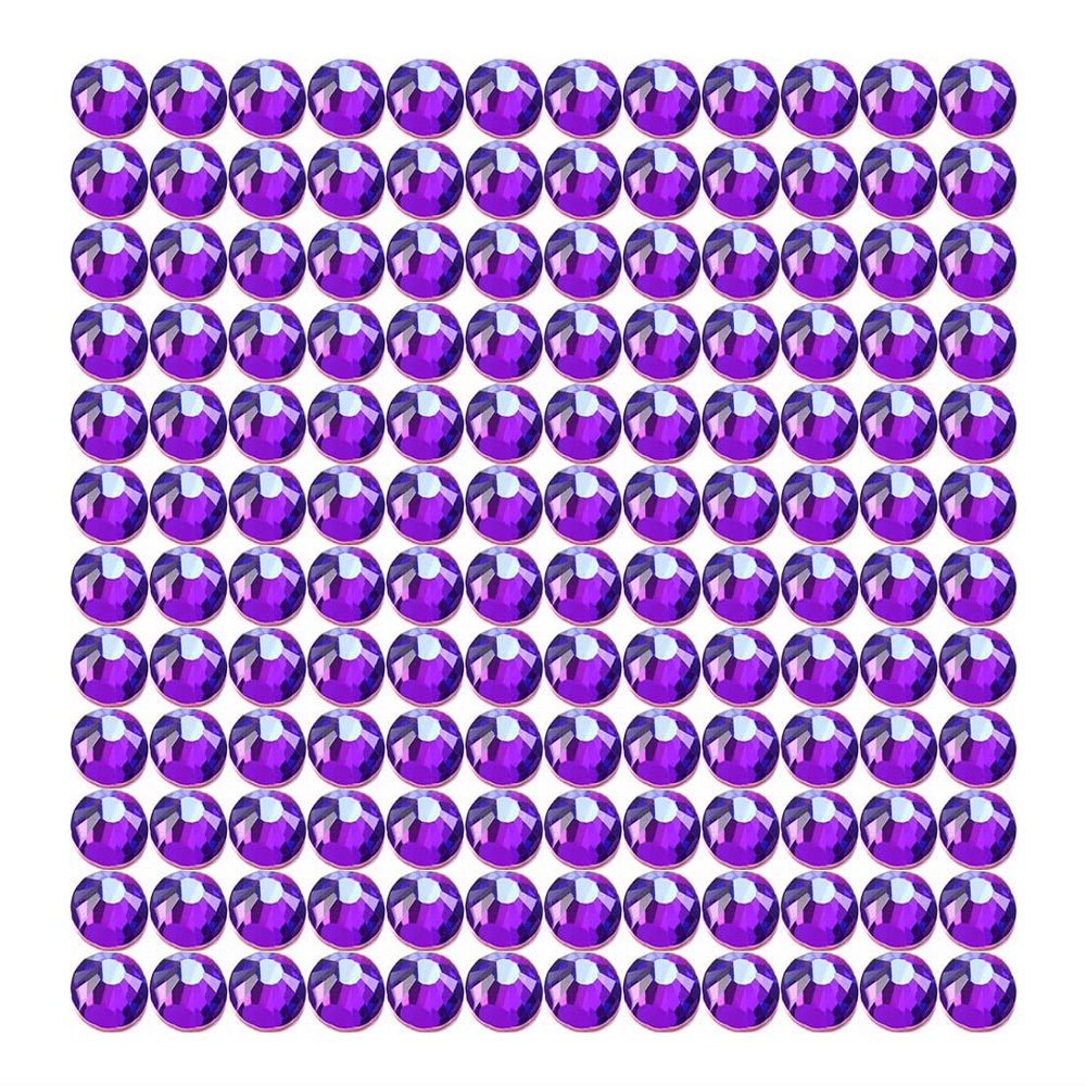 Onwon 288 Pcs Crystal Flat Back Brilliant Round Rhinestones Glass Stones Glitter Gems Faux Diamond for Craft,Nail Art,Shoes,DIY Decorations (SS30 / 6.35mm, Purple)