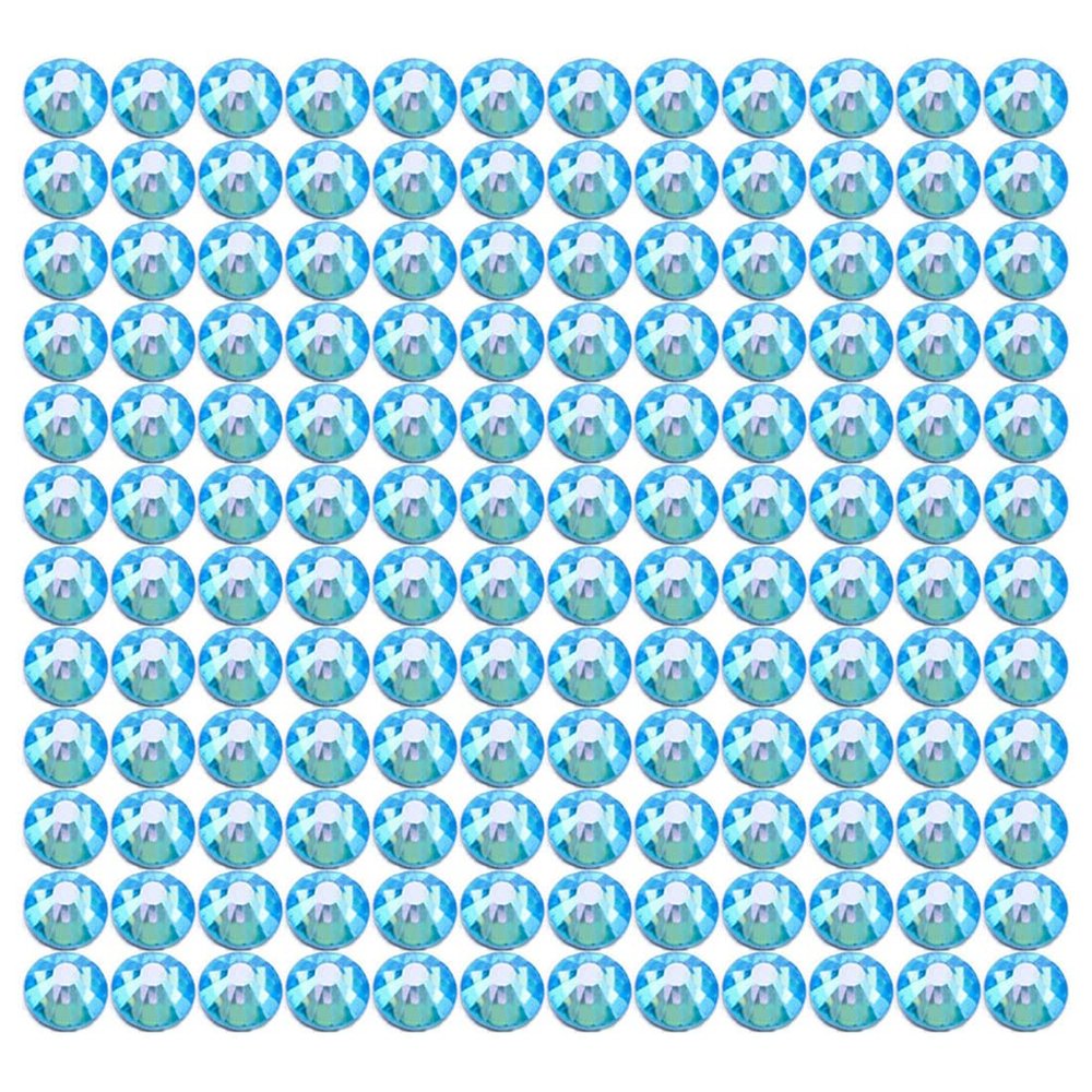 Onwon 288 Pcs Crystal Flat Back Brilliant Round Rhinestones Glass Stones Glitter Gems Faux Diamond for Craft,Nail Art,Shoes,DIY Decorations (SS34 / 7mm, Lake Blue)