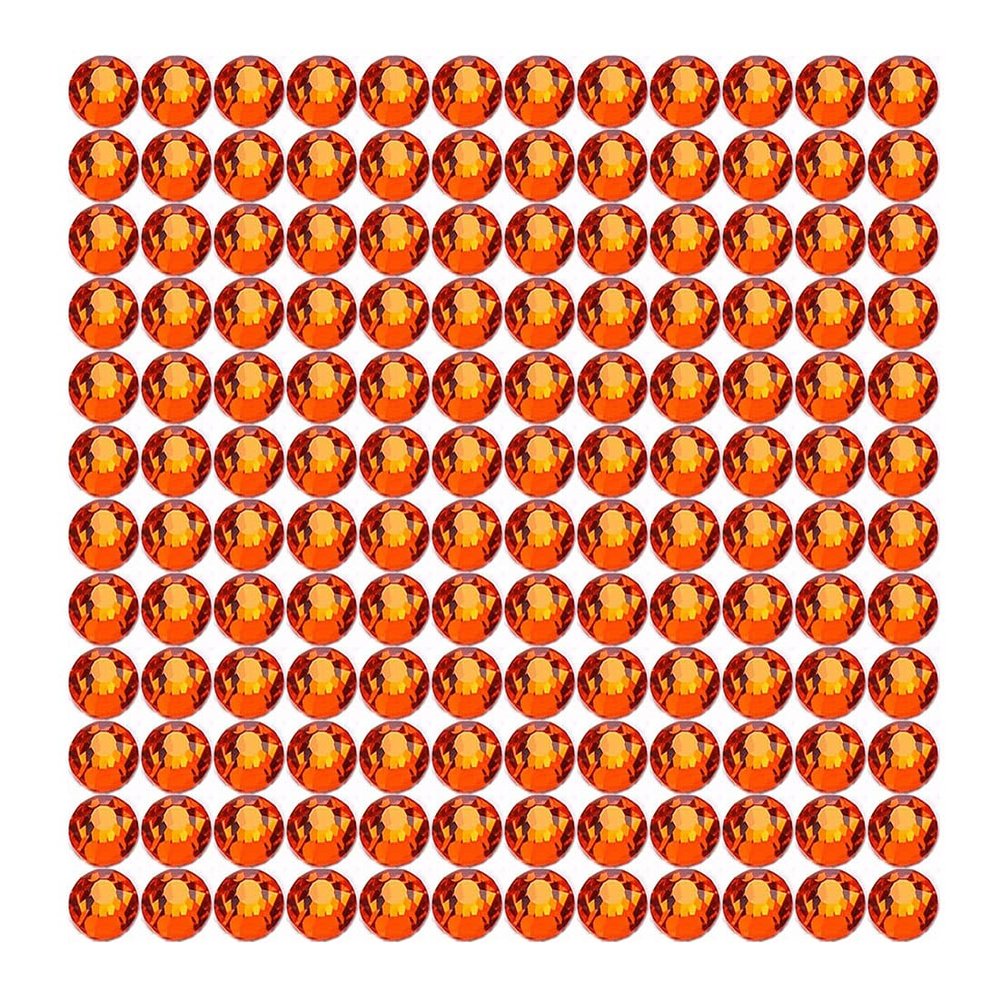 Onwon 288 Pcs Crystal Flat Back Brilliant Round Rhinestones Glass Stones Glitter Gems Faux Diamond for Craft,Nail Art,Shoes,DIY Decorations (SS30 / 6.35mm, Orange)