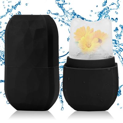 Ice Roller for Face and Eye, Upgraded Ice Face Roller Facial Beauty Ice Roller Skin Care Tools, Ice Facial Roller Gua Sha Face Massage, Silicone Ice Mould for Face Beauty Remove Fine Lines (Black)