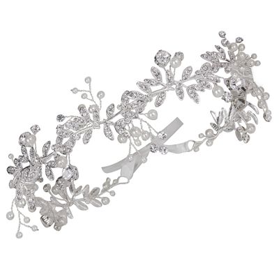 CROWN GUIDE Rhinestones Headband 20s Bridal Headpiece 1920s Flapper Accessories for Women Wedding Brides Silver