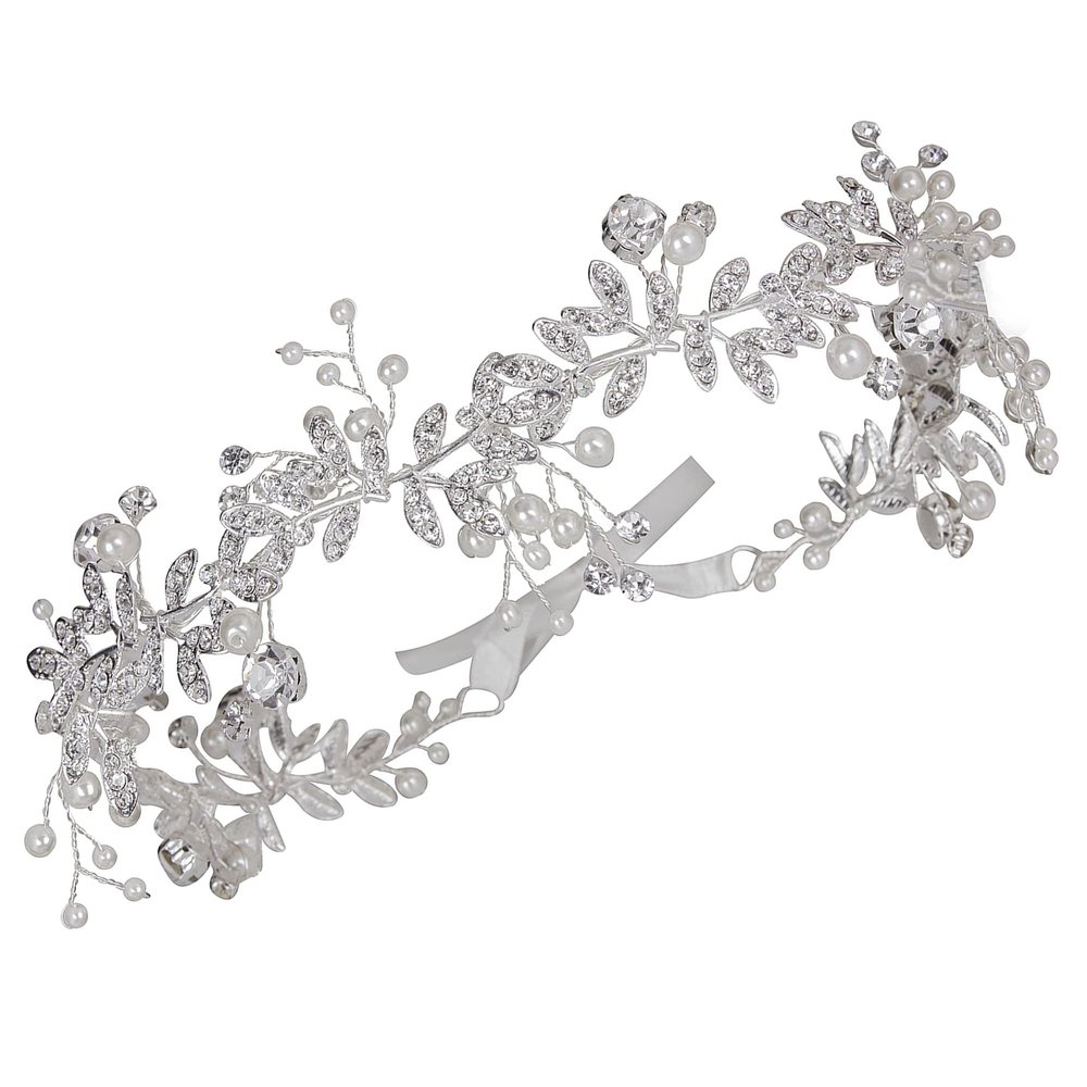 CROWN GUIDE Rhinestones Headband 20s Bridal Headpiece 1920s Flapper Accessories for Women Wedding Brides Silver