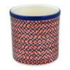 Polmedia Polish Pottery Utensil Jar - Red Houndstooth Pattern Handmade in Boleslawiec Poland by Ceramika Artystyczna + Certificate of Authenticity view 1