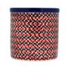 Polmedia Polish Pottery Utensil Jar - Red Houndstooth Pattern Handmade in Boleslawiec Poland by Ceramika Artystyczna + Certificate of Authenticity view 3