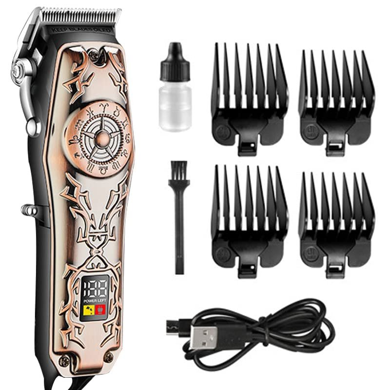 Professional Hair Clippers for Men, Electric Hair Clipper Hair Trimmer For Men Rechargeable Electric Shaver Beard Barber Hair Cutting Machine For Men Hair Cut (Color : Bronze)