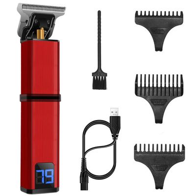 Professional Hair Clippers for Men, USB Electric Hair Clippers LED Screen Rechargeable Shaver Cordless Beard Trimmer Men Barber Hair Cutting Machine for Men (Color : Red)