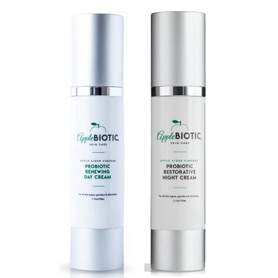 Apple Cider Vinegar Face Day & Night Cream Duo, Hydrating, Redness Relief Face Moisturizer Lotion For Dry, Oily, Sensitive Skin, Natural Green Tea, Chamomile, Skincare for men, women, teens
