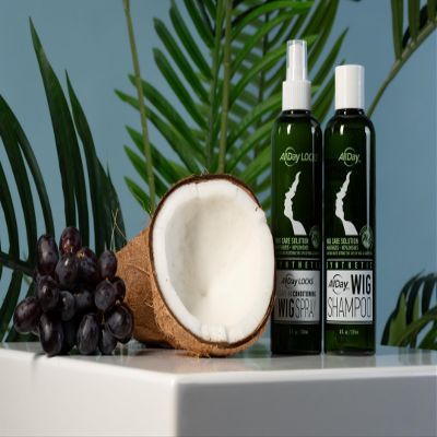 AllDay Locks Synthetic Wig Spray (8 oz) & Wig Shampoo (8 oz) Bundle | Revitalizing & Refreshing | Smoothens, Detangles & Nourishes | Cleanses, Softens & Revitalizes Synthetic Hair