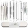 16 Pcs Pimple Popper Kit - Blackhead Remover & Acne Extractor Tool - Professional Stainless Steel Tweezers for Eyebrows, Pimples & Blemishes - Tools for Beauty Salons view 1