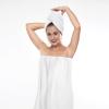 10 Pcs Disposable Spa Wrap Non-Woven Bath Wrap Disposable Spa Wrap Bathrobe Sauna Bath Skirt Sweat Steaming with Adjustable Closure Wrap Bathrobe Disposable Robes for Salon Spa Beauty (Thick White) view 3