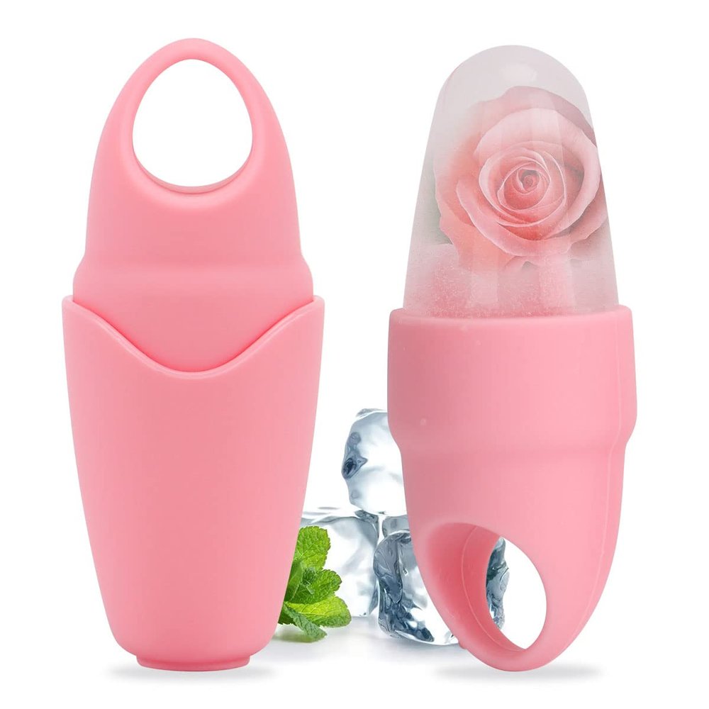 Small Ice Roller for Face and Eye, Ice Face Roller Facial Beauty Ice Roller Skin Care Tools, Ice Facial Roller Gua Sha Face Massage, Silicone Ice Mould for Face Beauty Remove Fine Lines (Pink)