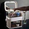 Makeup Storage Organizer Box with Fully Open Lid Drawers Handle Skincare Case elegant display cabinet for Bathroom Countertop and Bedroom Vanity Dresser view 2