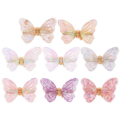 8pcs Butterfly Nail Charms Rhinestone Butterfly Nails 3D Art for Jewelry Craft Making Accessories