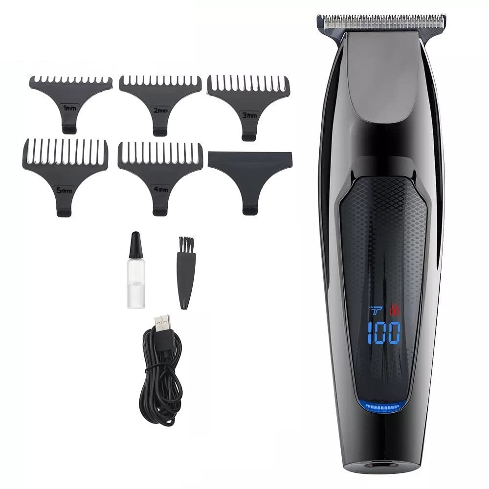 Professional Hair Clippers for Men, Hair Clipper Oil Head Engraving Electric Clippers LCD Digital Display Household Professional Electrical Appliances (Color : There is a box)
