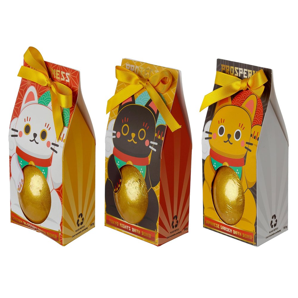 Puckator Vegan Maneki Neko Lucky Cat Bath Bomb in Gift Box