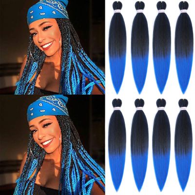 Alrence Pre Stretched Braiding Hair Long Braid 30 Inch 8 Packs Professional Braiding Hair Extensions Synthetic Crochet Twist Braids (30 Inch, 1B/Blue)
