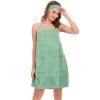 ANUFER Womens Adjustable Bath Towel Wraps with Headband for Gym Shower Spa & Beach Cover Ups Green M view 2