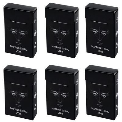 XIAOYU 20M Pre-Inked Eyebrow Mapping String for Eyebrow Measuring, Brow Mapping Thread, 6 Pack, Black Box, Whtie Ink