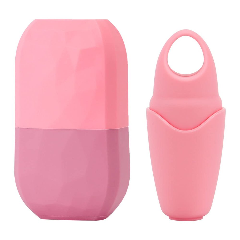 2 Pack Ice Roller for Face and Eye, Ice Face Roller Facial Beauty Ice Roller Skin Care Tools, Ice Facial Roller Gua Sha Face Massage, Silicone Ice Mould for Face Beauty Remove Fine Lines (Pink)