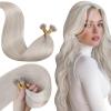 LaaVoo Nano Ring Hair Extensions Platinum Blonde Nano Bead Hair Extensions Human Hair Blonde 18IN 50s 50g view 1