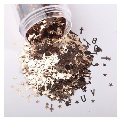 HANRUO Ultrathin Mix Star Heart Flower Shape Laser Sequins for Card Nail Art Scrapbook Decoration Makeup Confetti (Color : 4 Champagne, Size : 10g Bag Pack)