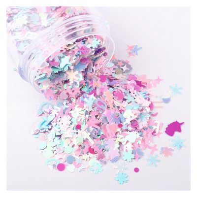 HANRUO Ultrathin Mix Star Heart Flower Shape Laser Sequins for Card Nail Art Scrapbook Decoration Makeup Confetti (Color : Mix 4Se, Size : 30mL Barrel Pack)