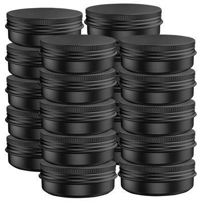 20 Pcs 1 Ounce Aluminum Tin Jars Containers Leak Proof Cosmetic Tin Jars Containers Round Screw Lids for Cosmetic, Salves, Balms, Lip Balm or Others, 30mL Black