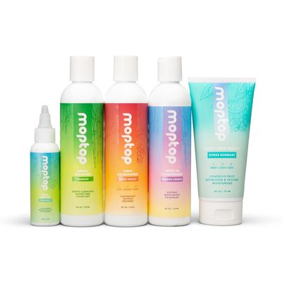 MopTop Wavy Hair Bundle - Curly Hair Shampoo and Conditioner Set w/Curl Cream, & Leave in Conditioner, Reduces Frizz & Restores Damaged Hair, Sulfate & Paraben Free (Set of 5)