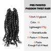 WUDAS Short Passion Twist Hair 12 Inch Pre-twisted Passion Twists Crochet Hair Natural Black Pre-looped Synthetic Crochet Braids (8 Packs,1B) view 3