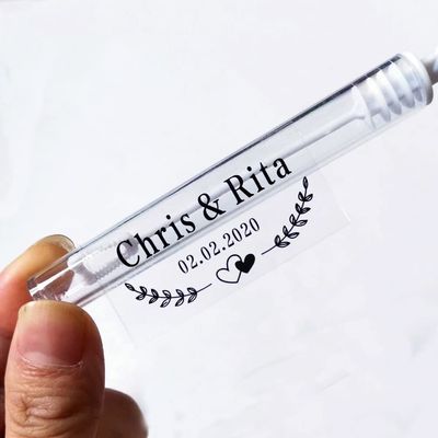 HHWY 100PCS Clear Lip Gloss Labels Personalized Custom Logo Eyelash Stickers for Lip Stick DIY Personalized Transparent Chapstick Labels Lip Balm (2x4cm)