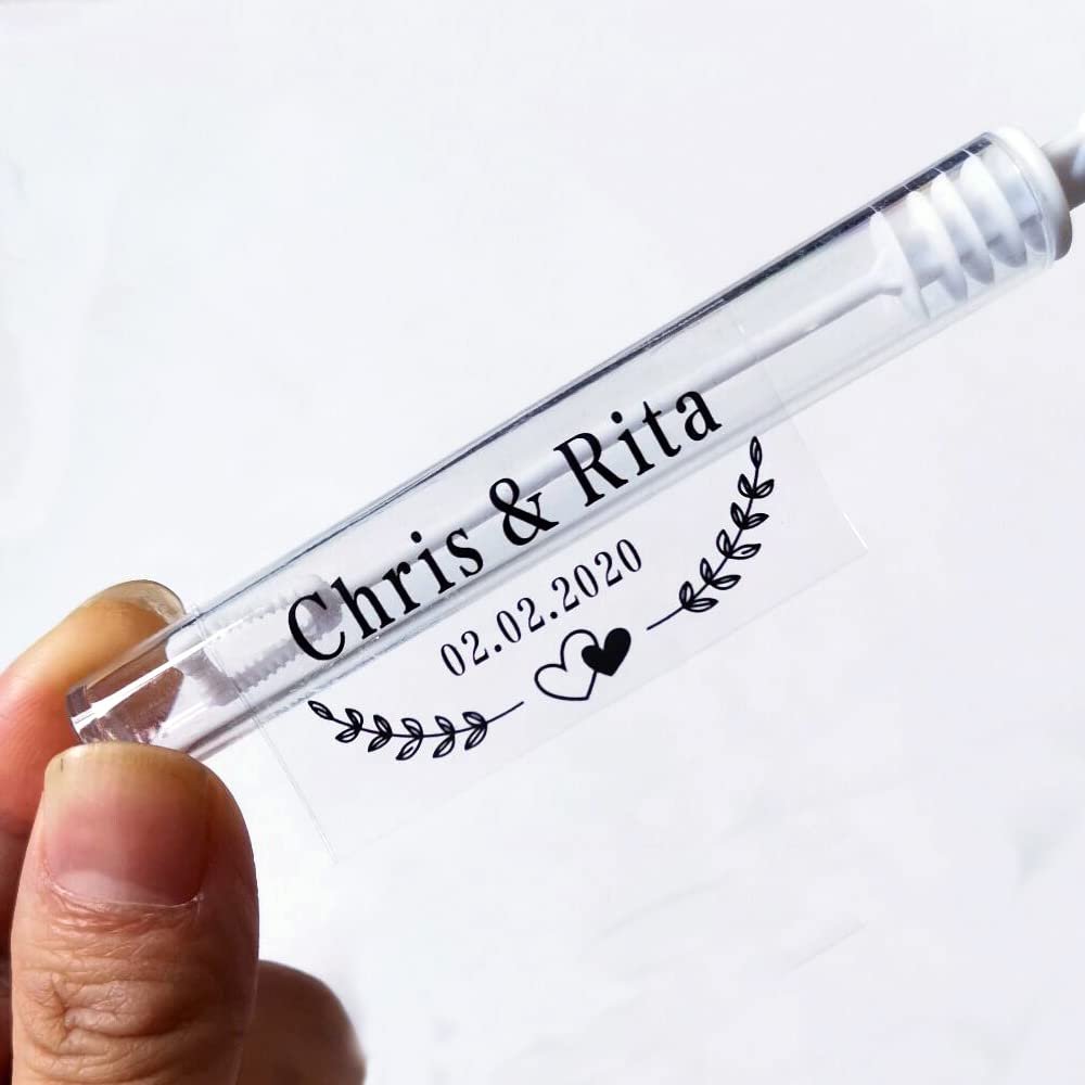 HHWY 100PCS Clear Lip Gloss Labels Personalized Custom Logo Eyelash Stickers for Lip Stick DIY Personalized Transparent Chapstick Labels Lip Balm (2x4cm)