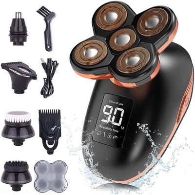 Electric Razor for Men, 5D Floating Electric Shaver for Men 5 in 1 Shavers Bald Men Beard Trimmer Grooming Kit LED Display USB Rechargeable