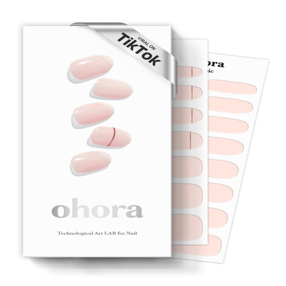 ohora Semi Cured Gel Nail Strips (N Basic Nails no.11) - Nude, Solid, Works with Any UV/LED Lamps, Salon-Quality, Long Lasting, Easy to Apply & Remove - Includes 2 Prep Pads, Nail File & Wooden Stick