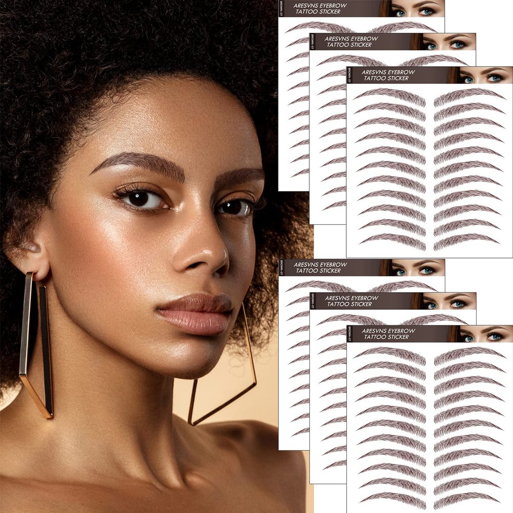 Aresvns Eyebrow Tattoo Brown 66 Pairs! 4D Brown Eyebrow tattoo Transfers,Waterproof Imitation fake eyebrows (Only for People without Eyebrows) Christmas Gift