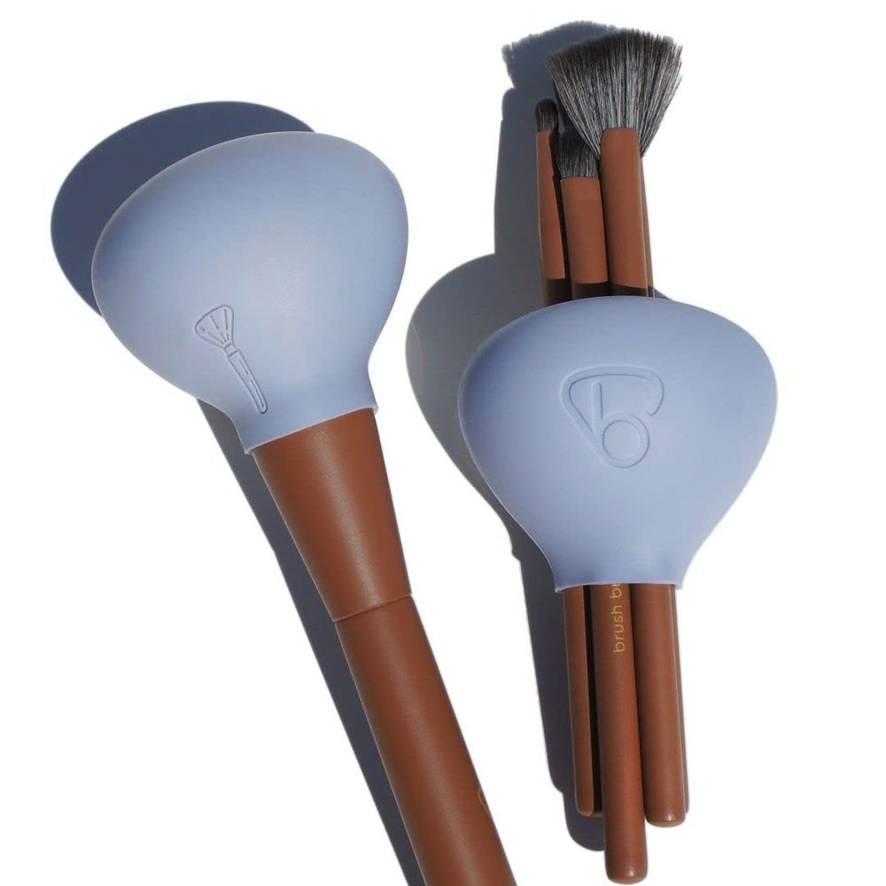 brush bubble Original Silicone Makeup Brush Covers for Travel, A Storage & Organizer Case for Brushes to protect Makeup Bag, Universal Design For Single & Multi-fit, Periwinkle, 2 Pack Set