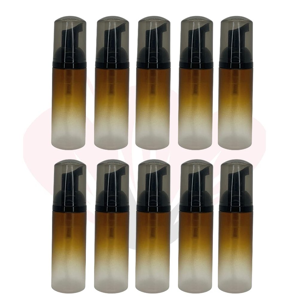 (10 Pieces) 60ml Foaming Pump Bottles Plastic Dispenser | Lash Shampoo, Soap (Ombre Amber)