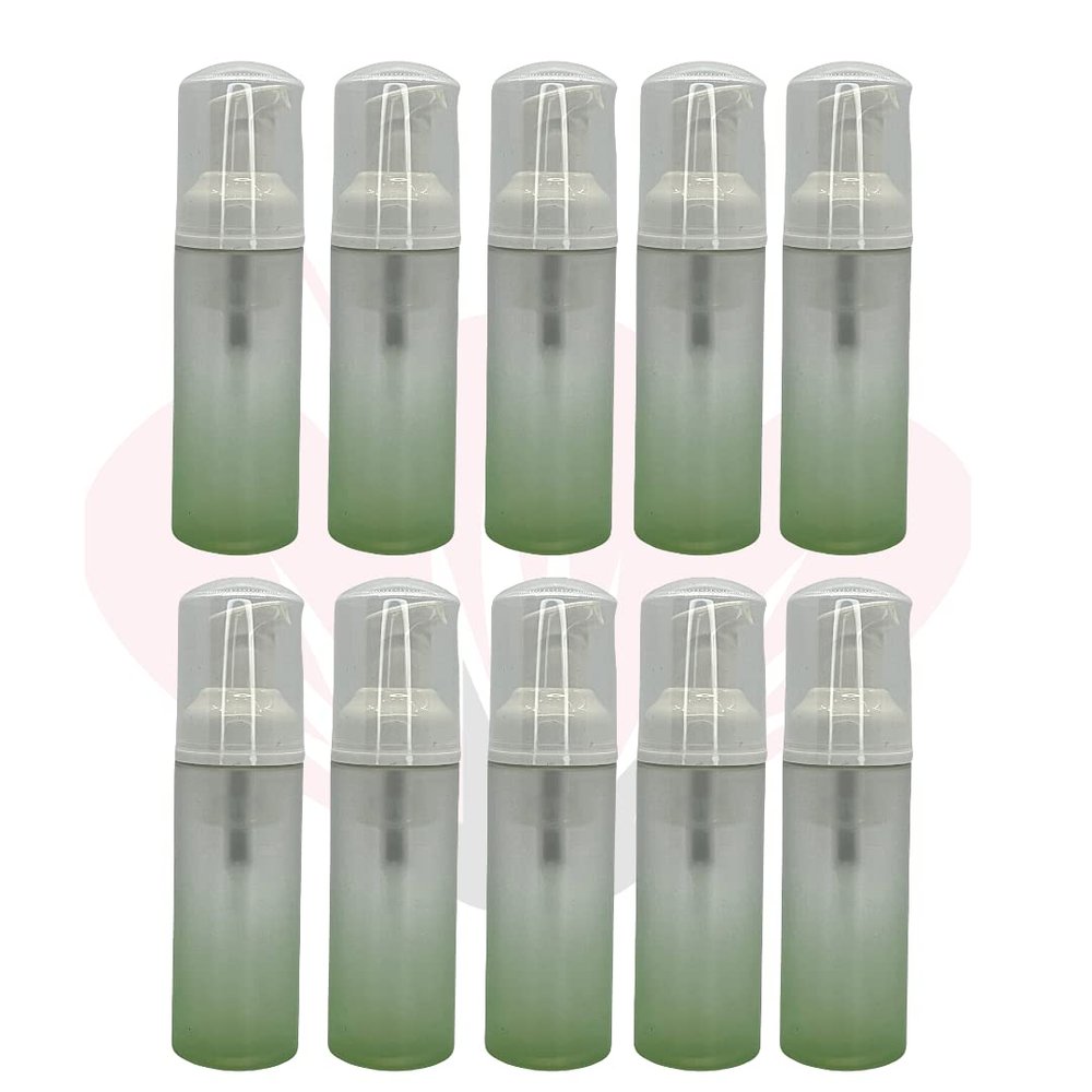 (10 Pieces) 60ml Foaming Pump Bottles Plastic Dispenser | Lash Shampoo, Soap (Ombre Green)