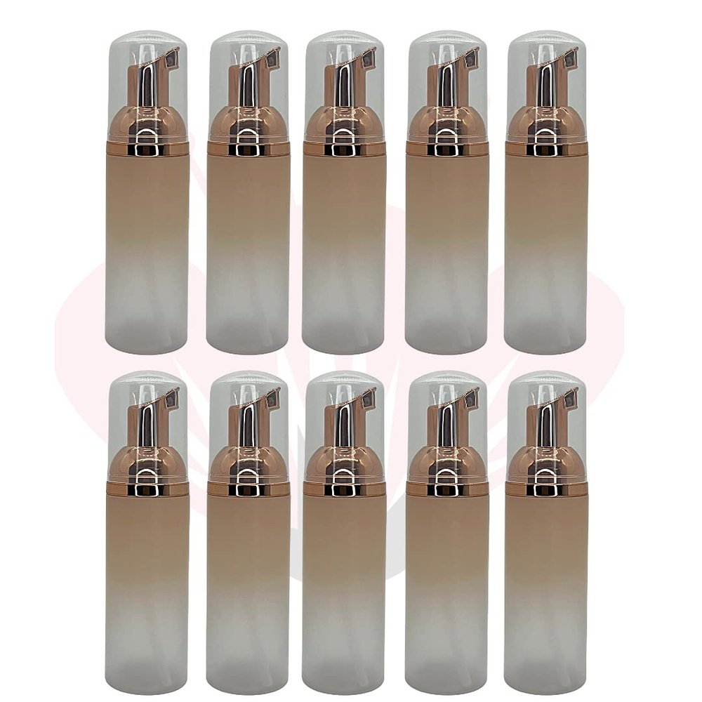 (10 Pieces) 60ml Foaming Pump Bottles Plastic Dispenser | Lash Shampoo, Soap (Ombre Peach)