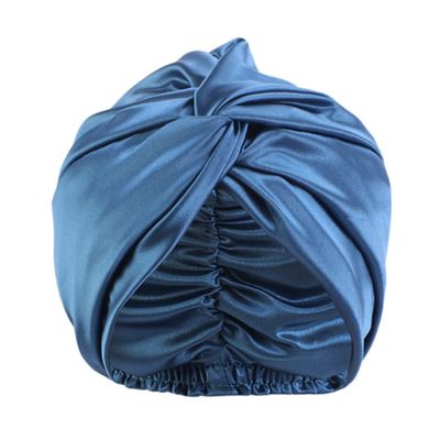 Lenaqueen Silk Night Cap for Women 100% Silk Sleep Cap for Women Hair Silk Night Cap Bonnet with Elastic Band (Peacock Blue)