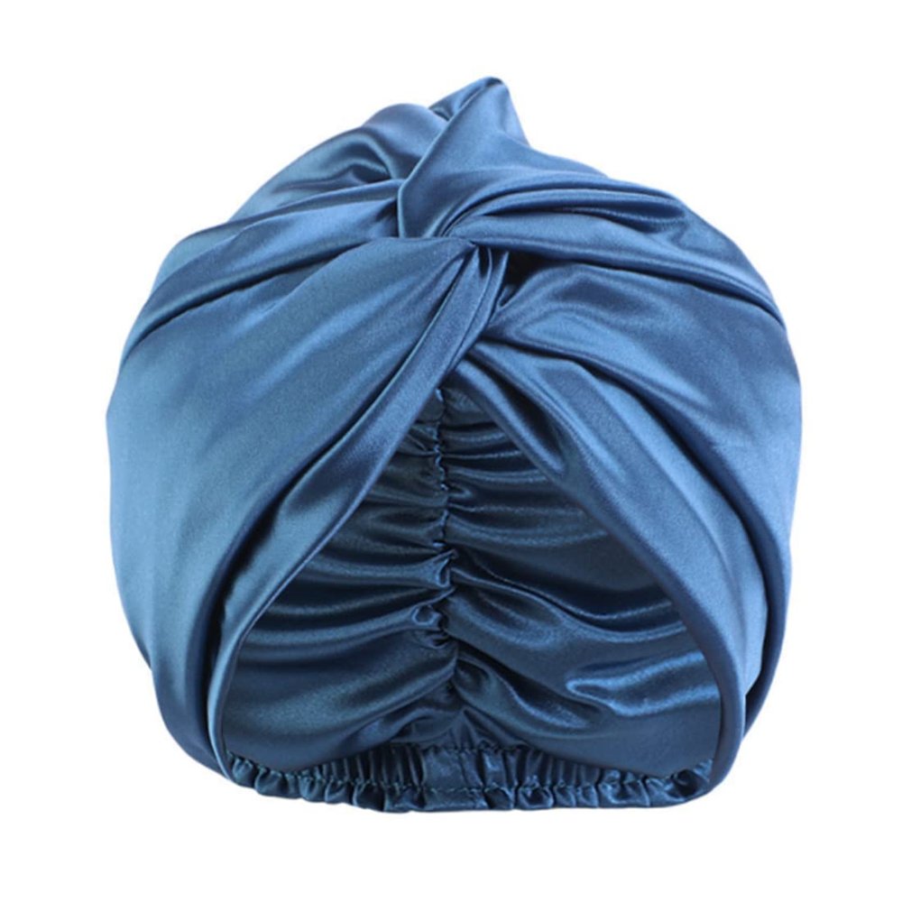 Lenaqueen Silk Night Cap for Women 100% Silk Sleep Cap for Women Hair Silk Night Cap Bonnet with Elastic Band (Peacock Blue)